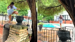 Tourist slammed as 'disrespectful' after hopping a fence and jumping into Elvis Presley's Graceland pool - which hasn't been swum in since 1977.