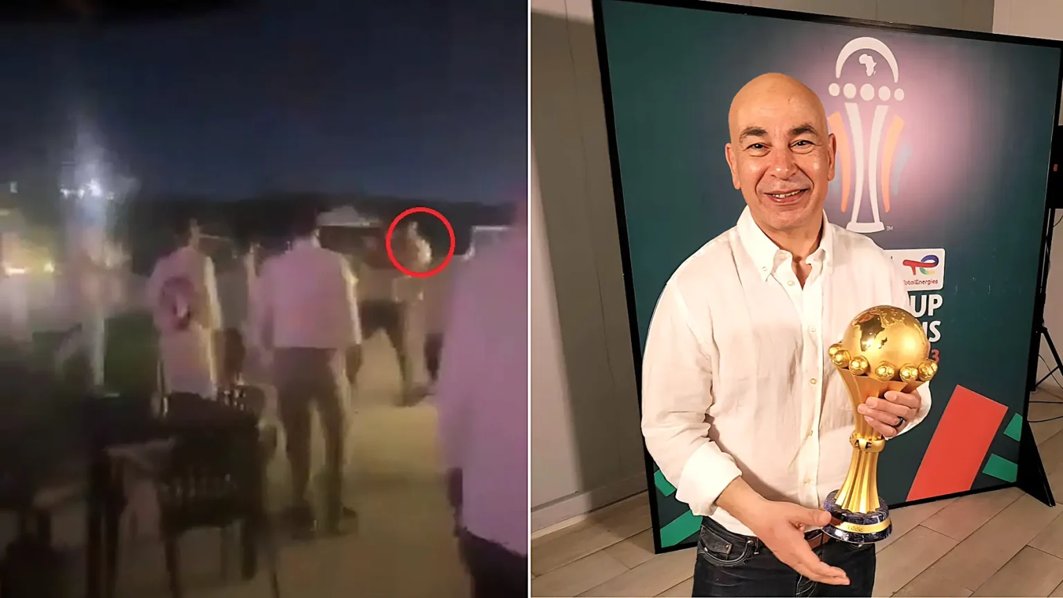 Egypt football boss Hossam Hassan reportedly fainted as his "two wives" brawled at a hotel café - with hot coffee allegedly thrown in the row.
