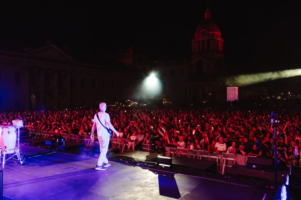 Electronic music legend Moby took over London's historic Old Royal Naval College in Greenwich for a spectacular sold-out riverside performance as part of Labyrinth on the Thames.
