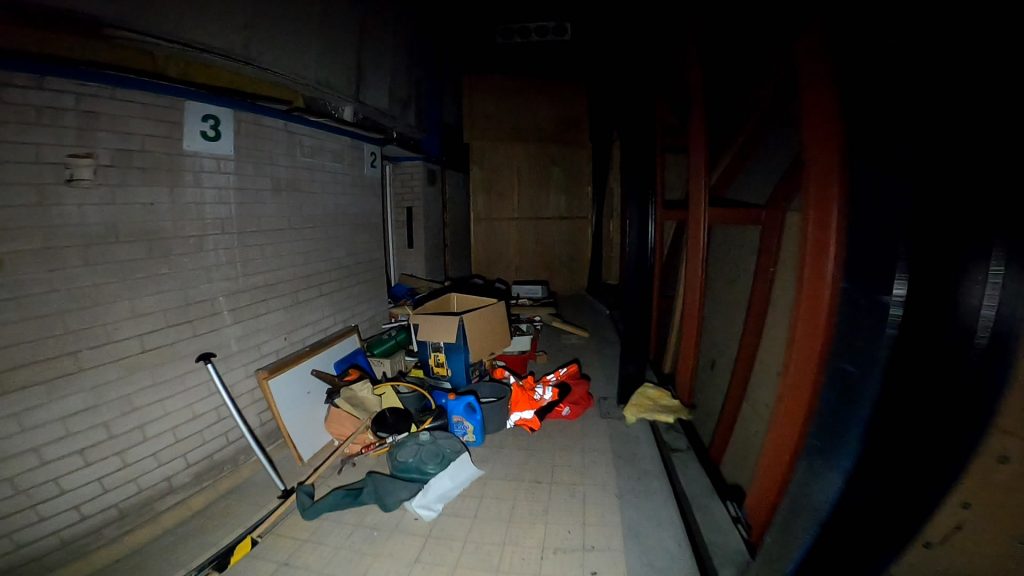 Urban explorers have described an eerie abandoned college as like an apocalyptic film, with chemicals still in classrooms and a radiation warning sign left behind.