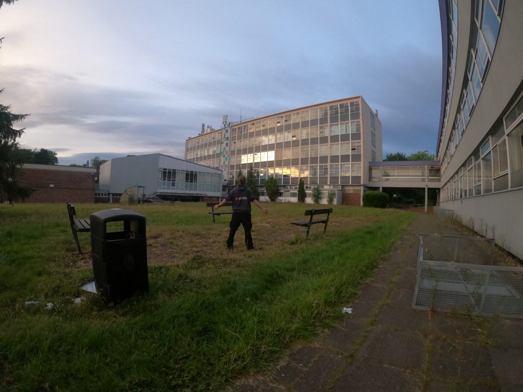 Urban explorers have described an eerie abandoned college as like an apocalyptic film, with chemicals still in classrooms and a radiation warning sign left behind.