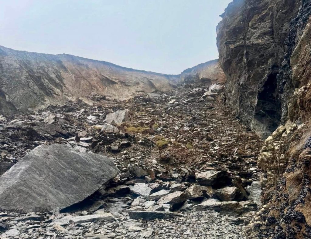 A cave made famous by the BBC's Poldark has been destroyed in a Cornwall cliff fall - with thousands of tonnes of rock burying the ancient holy well pilgrims flocked to.