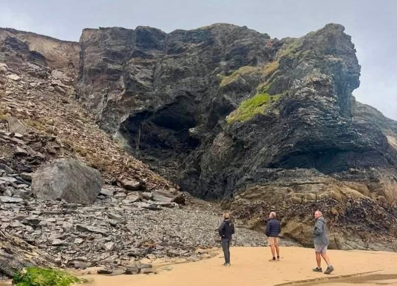 A cave made famous by the BBC's Poldark has been destroyed in a Cornwall cliff fall - with thousands of tonnes of rock burying the ancient holy well pilgrims flocked to.