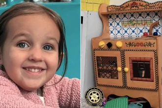 Briella Holmes, three, died from probable positional asphyxia after becoming wedged inside a wooden toy oven at her babysitter's home while trying to retrieve fallen toys.