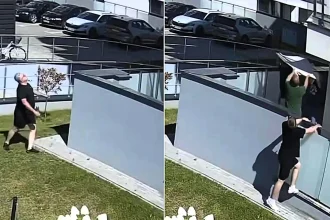 Hero neighbours have saved a four-year-old girl after she plunged from a 5th-floor balcony, stretching out a blanket to catch her in the nick of time.