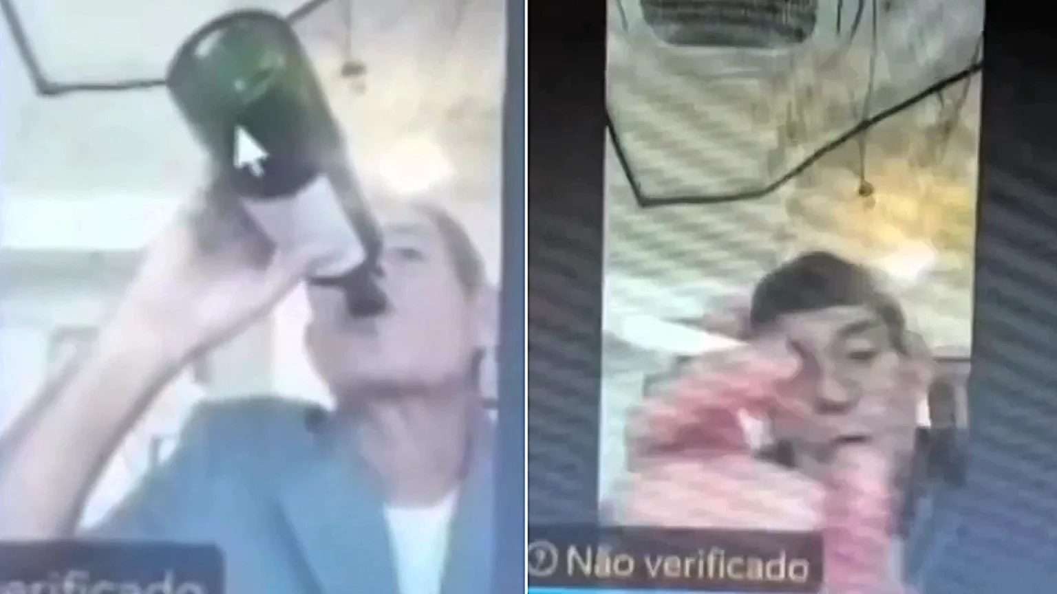 A senior judge has been suspended after being filmed necking wine straight from the bottle and lighting a cigarette with a blowtorch during a live hearing.