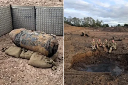 A massive 1,100lb WWII bomb unearthed at a Staffordshire quarry has been destroyed in a dramatic controlled explosion after residents were evacuated from the site.