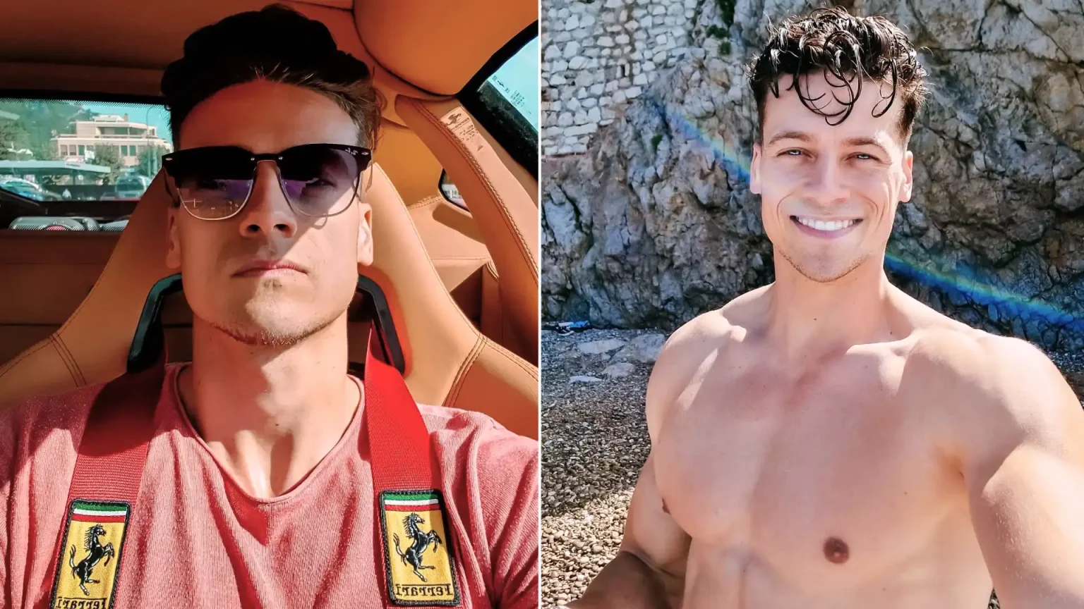 A reality star has died after losing control of a classic Porsche and careering off the road while filming an advert shoot on a mountain road in northern Italy.
