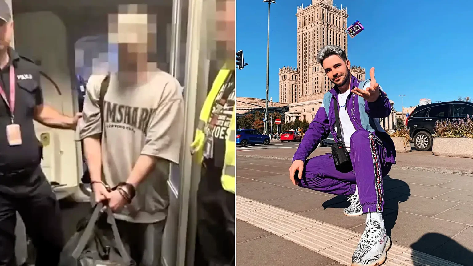 A British YouTuber with millions of fans has been filmed in handcuffs after being extradited to Poland over alleged sexual offences involving girls under 15.