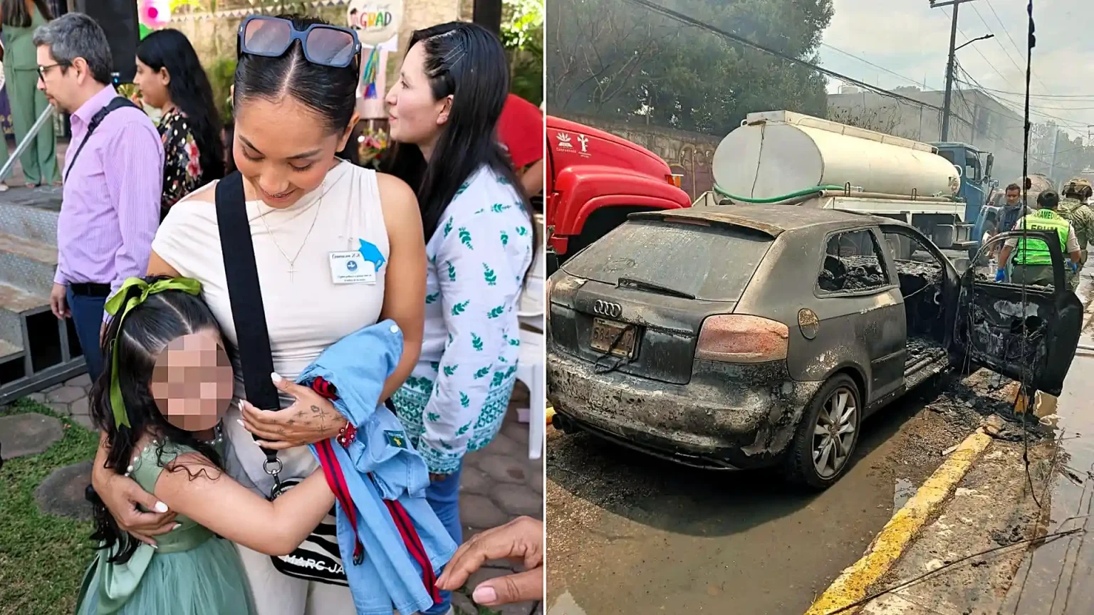 A mother of three who shielded her daughter with her own body during an LPG tanker explosion has died after spending a week in hospital with severe burns.