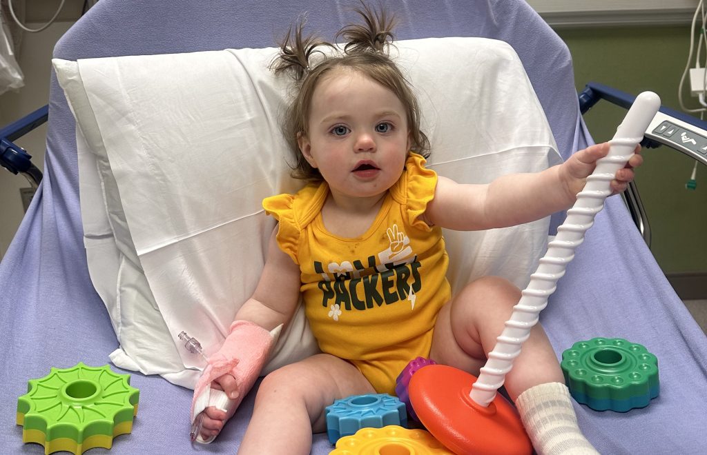 Toddler diagnosed with a genetic condition so rare her own doctor had never seen it - she will be in a wheelchair by the age of 10.