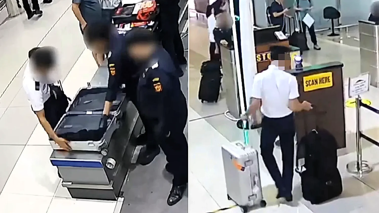 A pilot has been arrested at an airport after allegedly trying to smuggle 57lb of ecstasy and a small amount of methamphetamine hidden inside his luggage.
