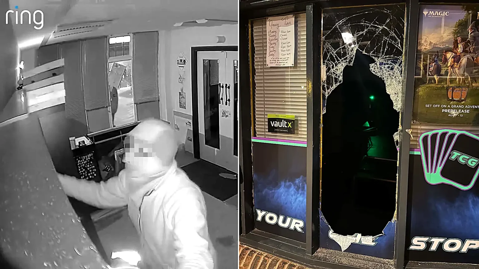 Raiders have left a Pokémon card shop's owners "beyond devastated" after stealing around £4,000 of stock and causing £6,000 in total losses and damage.