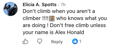 Social media comment on the post of Climber branded 'stupid' after being filmed on his phone while stranded 260ft up a mountain on a ledge just 20 inches wide.