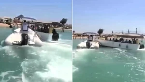 Holidaymakers feared for their lives as a security motorboat repeatedly rammed their glass-bottom tourist vessel during a lagoon pursuit at an upmarket Egyptian Red Sea resort.