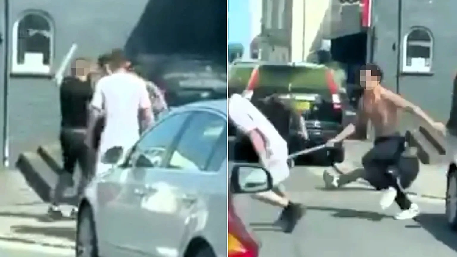 Two men have been arrested after three people were injured in a machete melee in scenic Truro city centre - with one victim potentially seriously hurt.