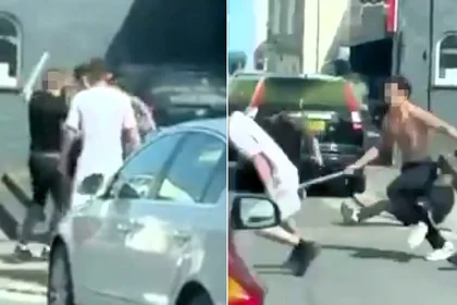 Two men have been arrested after three people were injured in a machete melee in scenic Truro city centre - with one victim potentially seriously hurt.