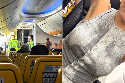Passengers allegedly passed out and threw up after being left aboard a Ryanair flight without air conditioning in extreme heat, sparking medical emergencies.