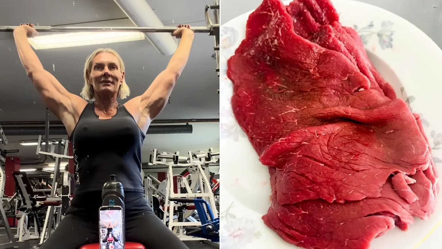 Super-fit grandmother, 70, credits her age-defying physique to eating 5.6kg of meat a week on a strict carnivore diet - lifting weights four times weekly and ditching all plants.