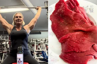 Super-fit grandmother, 70, credits her age-defying physique to eating 5.6kg of meat a week on a strict carnivore diet - lifting weights four times weekly and ditching all plants.
