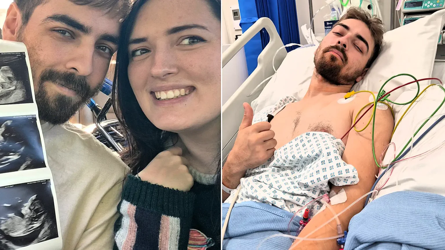 Man became paralysed from the chest down within minutes of his legs tingling due to a rare spinal bleed - then found out a week later he was going to be a dad to a rainbow baby.