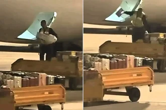 Shocking footage shows a lone baggage handler violently hurling cargo into a plane's hold at a Chinese airport - but viewers are divided over who's really to blame.
