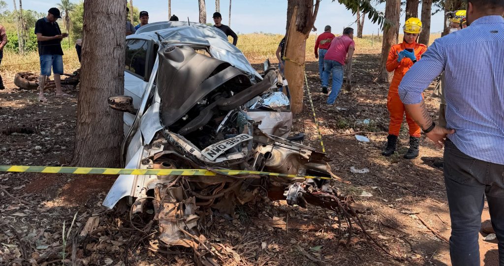 A 26-year-old rodeo festival beauty queen has died after her car smashed into a tree in Brazil - while a toddler travelling beside her was cut free from the wreckage alive.