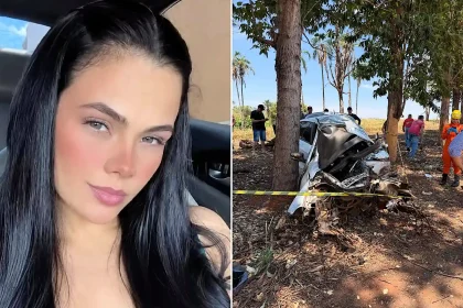 A 26-year-old rodeo festival beauty queen has died after her car smashed into a tree in Brazil - while a toddler travelling beside her was cut free from the wreckage alive.