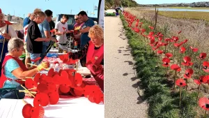 Thousands of scallop shells have been turned into poppies for 9/11's 25th anniversary - honouring a Cornish hero who led 2,500 people out of the South Tower.