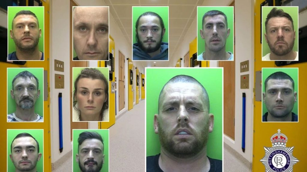 A drug gang has been jailed for a combined 100 years after police found guns, including a Broomhandle Mauser, and £746,000 of drugs stashed in storage units in Mansfield.