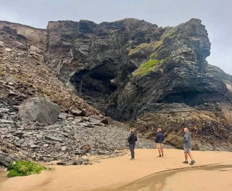 A famous cave from BBC drama Poldark was feared gone forever after a huge cliff collapse in Cornwall - but locals believe the holy well survives behind the rockfall.