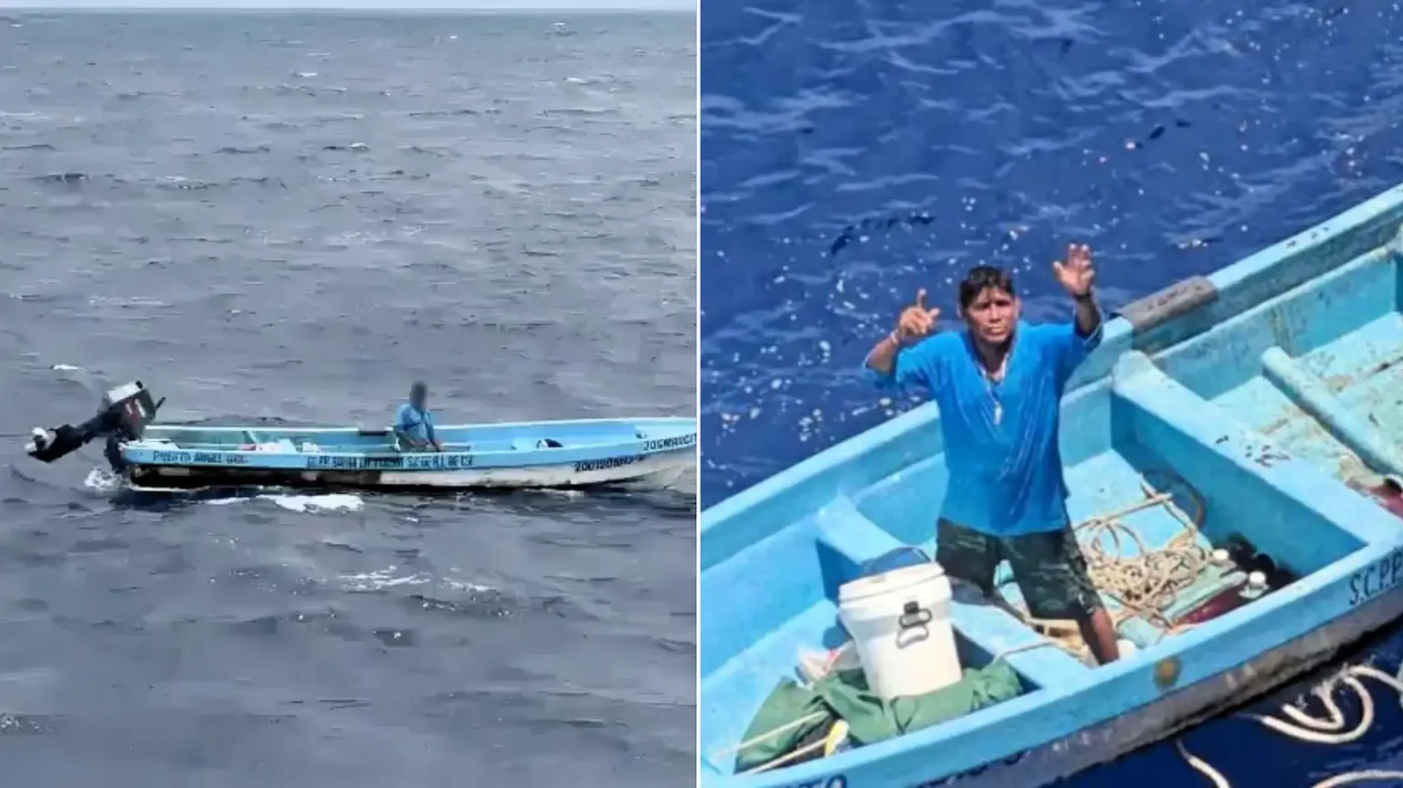 A fisherman has been rescued alive after eight days adrift in the Pacific - found in his tiny boat almost 300 miles from shore, dehydrated but stable.