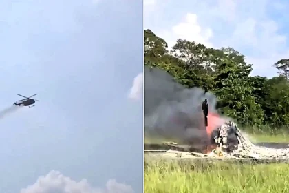 Five people have died after a Flying Doctor helicopter appeared to burst into flames mid-air before crashing near a remote airstrip - as footage shows the horror.
