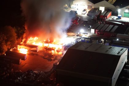 Firefighters battled a huge overnight blaze involving 150 tonnes of batteries at a Thatcham recycling centre as explosions rang out and residents were told to stay indoors.