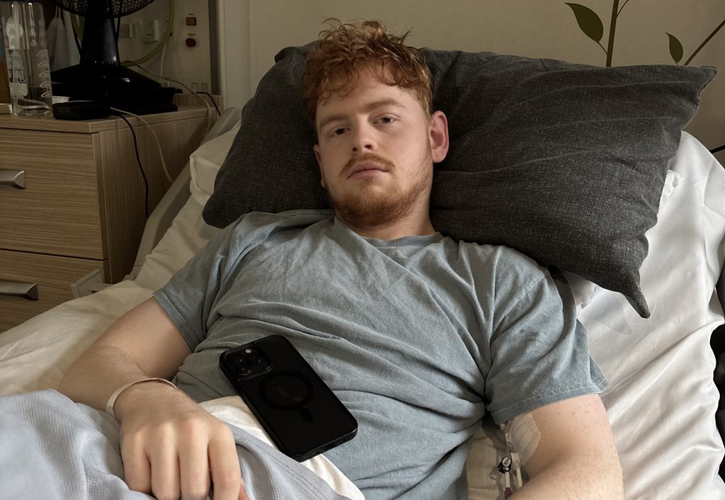 A student who blamed three years of leg pain on gym workouts found out he had a rare cancer via an NHS app notification while sat in Starbucks - and has since had seven surgeries.