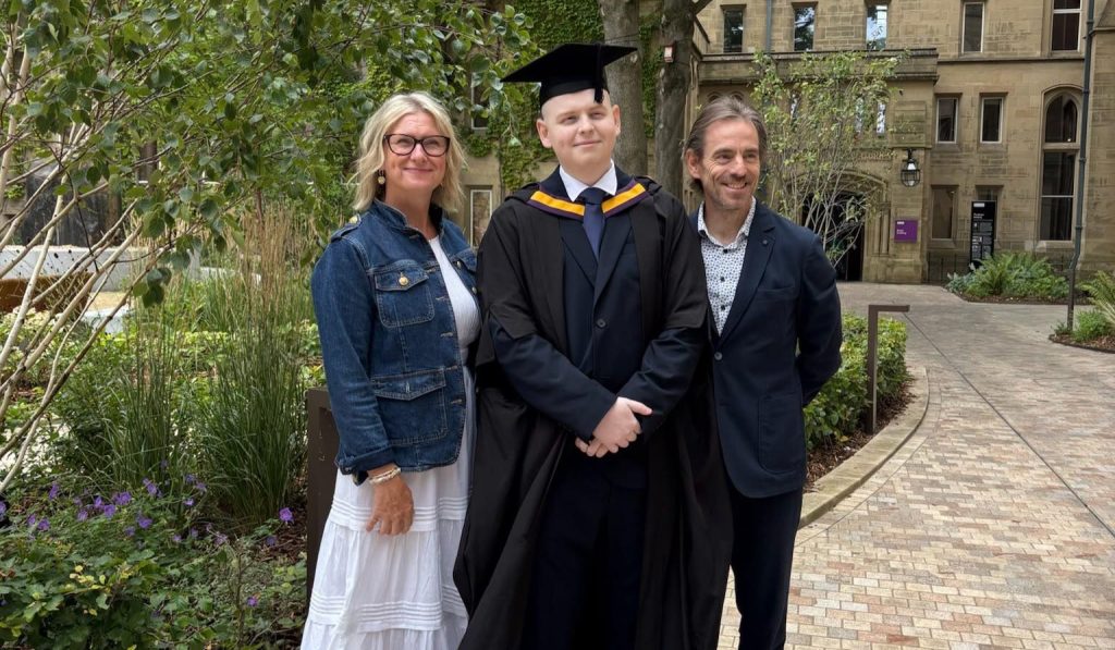 A student who blamed three years of leg pain on gym workouts found out he had a rare cancer via an NHS app notification while sat in Starbucks - and has since had seven surgeries.