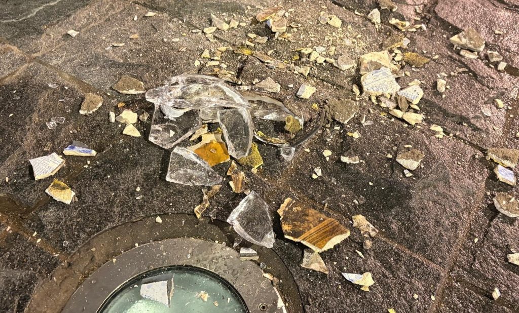 An iconic UK landmark has been left with a gaping hole where its eye should be following an alleged sledgehammer attack - with a man charged over the damage.