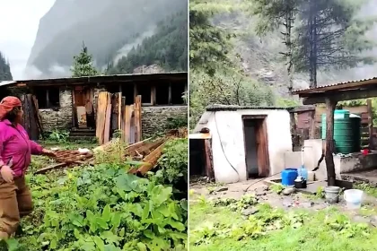 Devastating floods and landslides have killed at least 70 people across India and Nepal, as terrifying footage shows the ground swallowing a house and trees in seconds.