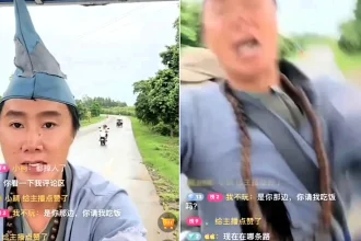 A livestreamer was sent flying mid-broadcast when a scooter rider ploughed into him from behind - and rumours spread that he had died when the feed cut out
