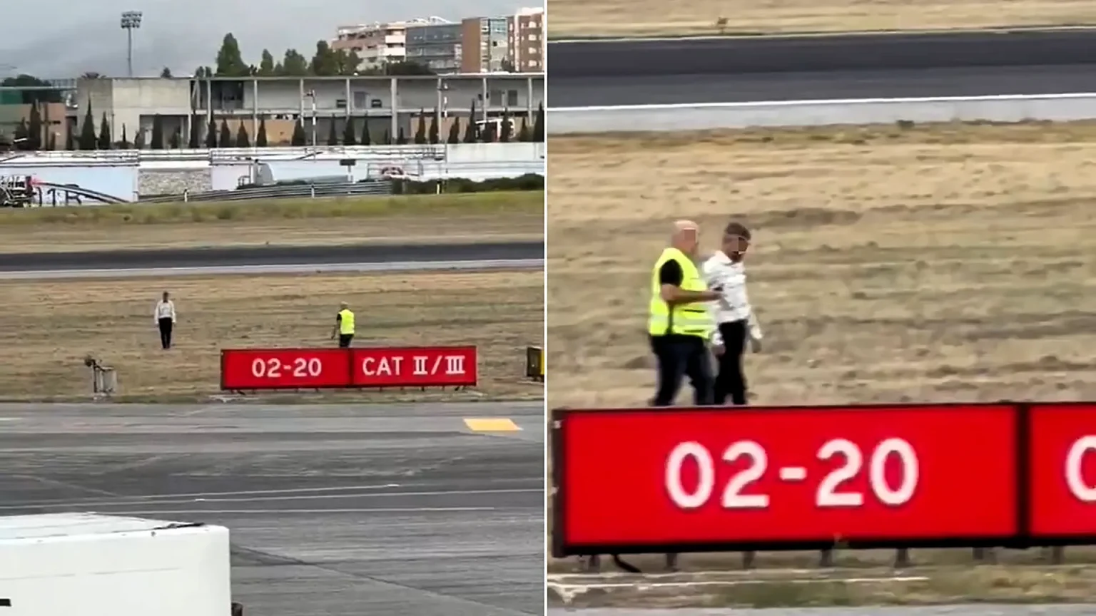A man jumped the fence at Lisbon Airport and wandered onto the runway because he wanted a "closer look at aeroplanes" - spotted by the crew of a departing TAP jet.