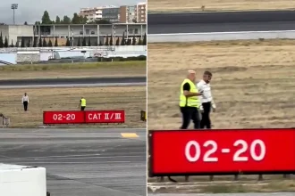 A man jumped the fence at Lisbon Airport and wandered onto the runway because he wanted a "closer look at aeroplanes" - spotted by the crew of a departing TAP jet.