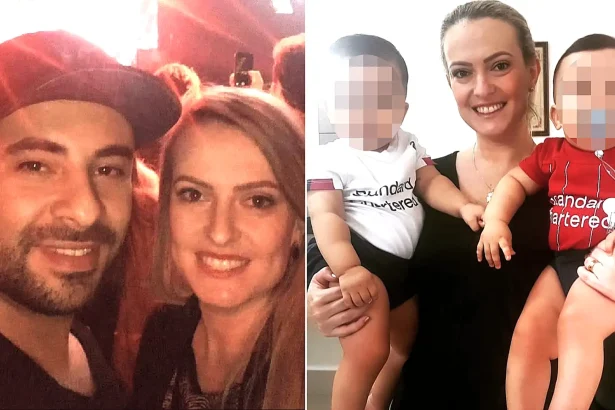 A man has been jailed for more than 13 years after stabbing his wife to death in front of their children during a row over rival football teams.