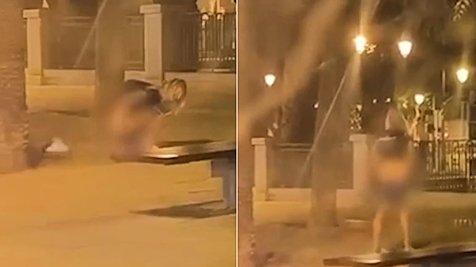 A woman was filmed squatting and relieving herself on one of Palma's smartest boulevards - drivers honked as she wiped, dropped the tissue and strolled off.