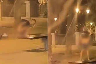 A woman was filmed squatting and relieving herself on one of Palma's smartest boulevards - drivers honked as she wiped, dropped the tissue and strolled off.