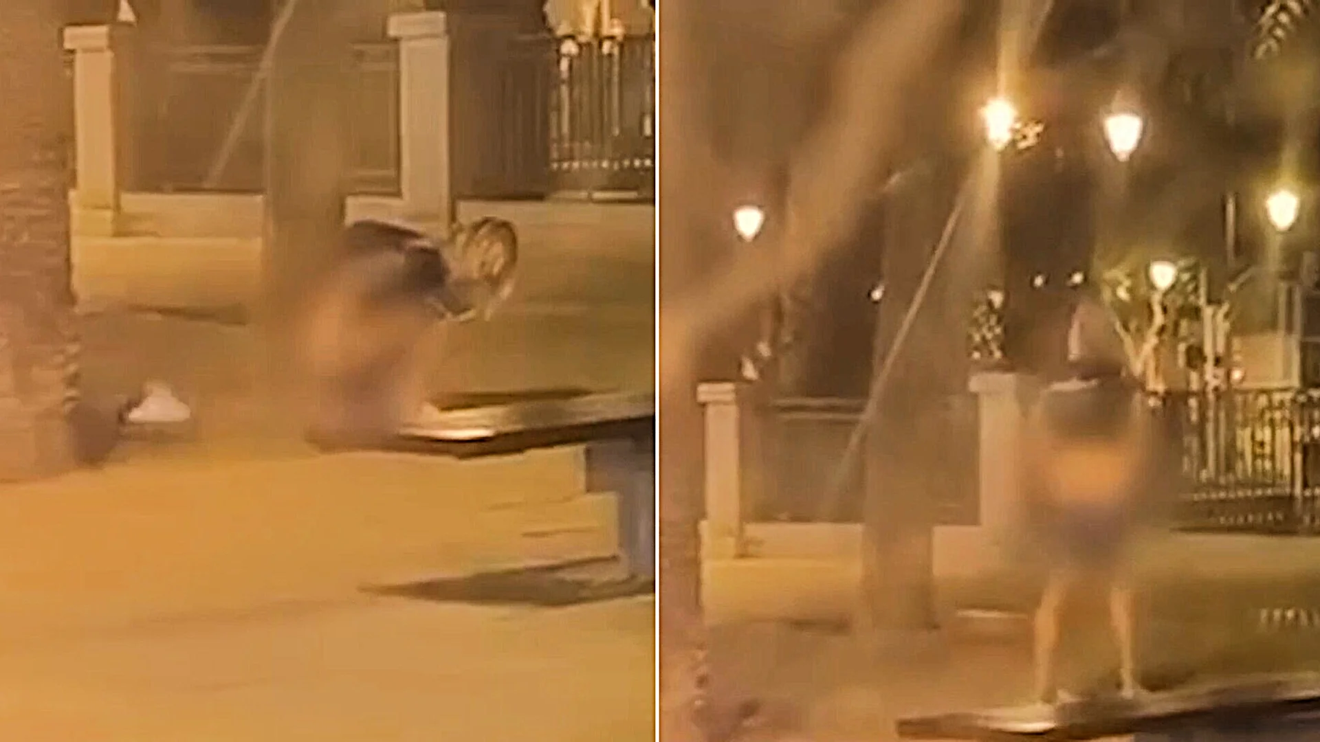 Moment tourist squats and poos on plush boulevard in holiday hotspot