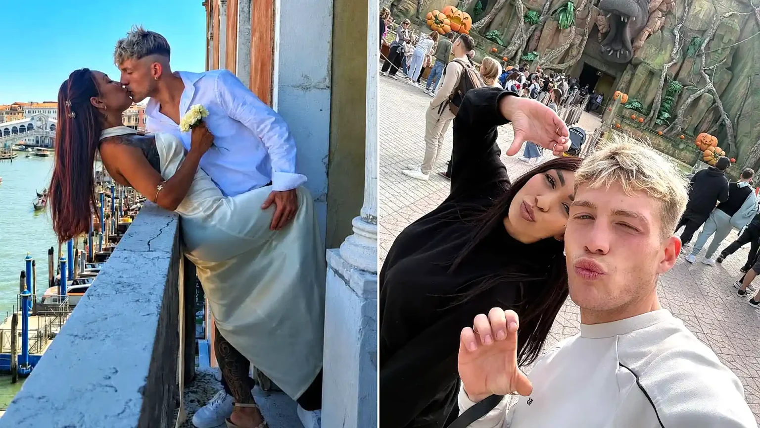 A newlywed husband has been declared brain dead and his wife is missing after their boat collided with a five-tonne water taxi - just months after their wedding.