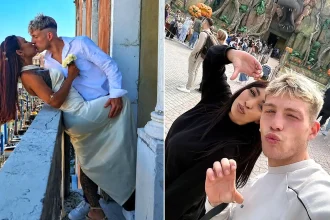 A newlywed husband has been declared brain dead and his wife is missing after their boat collided with a five-tonne water taxi - just months after their wedding.