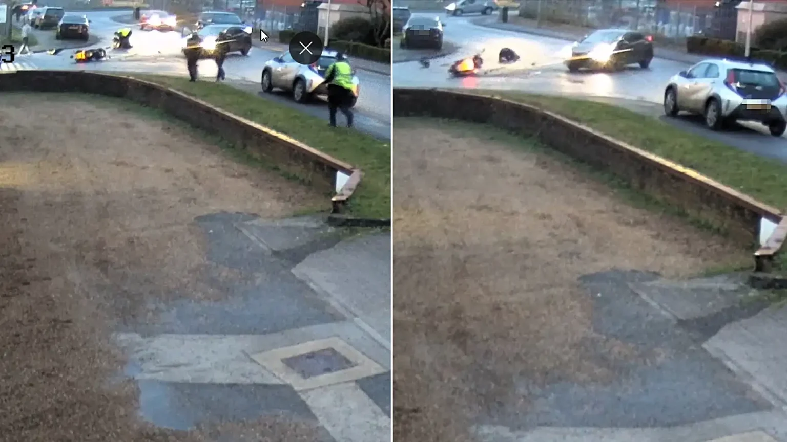 Shocking CCTV shows a stoned driver ploughing into a moped rider in Thetford, flinging him from his bike - Lee Nicholl was over the cannabis limit and has been banned.