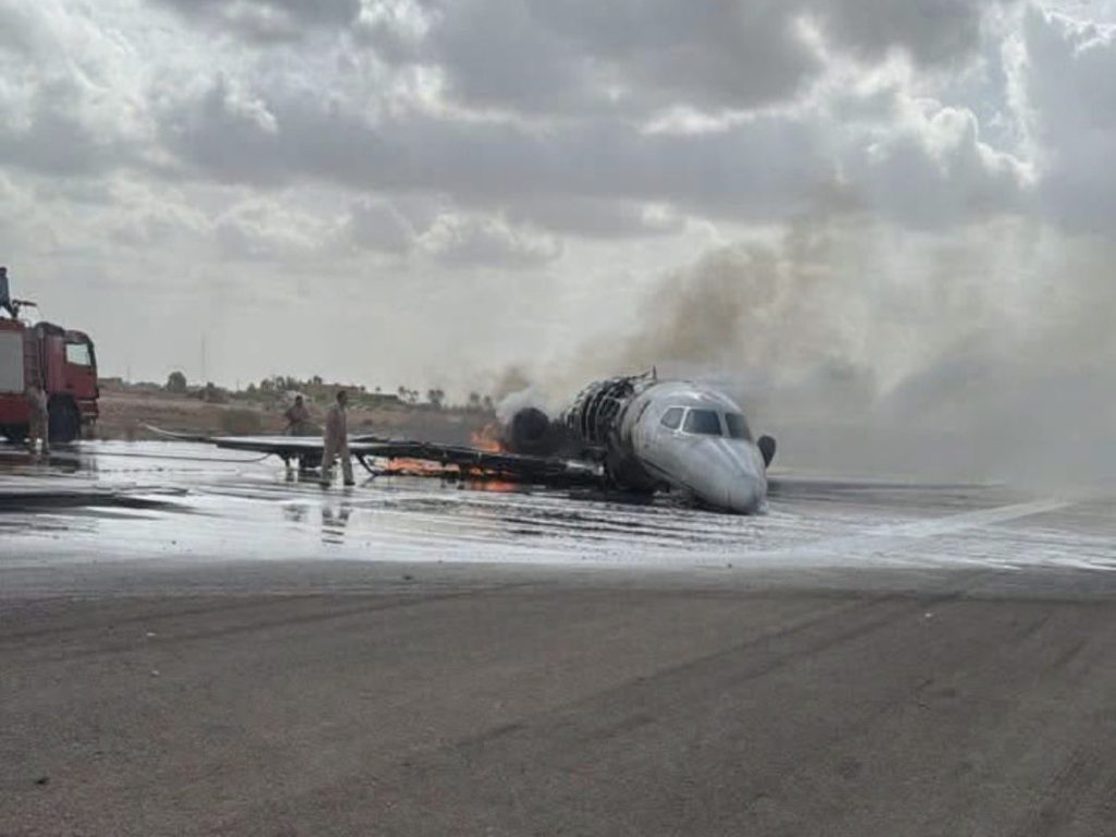 Both pilots of a brand-new private jet that veered off a Libyan runway and burst into flames were drunk at the controls, prosecutors claim.