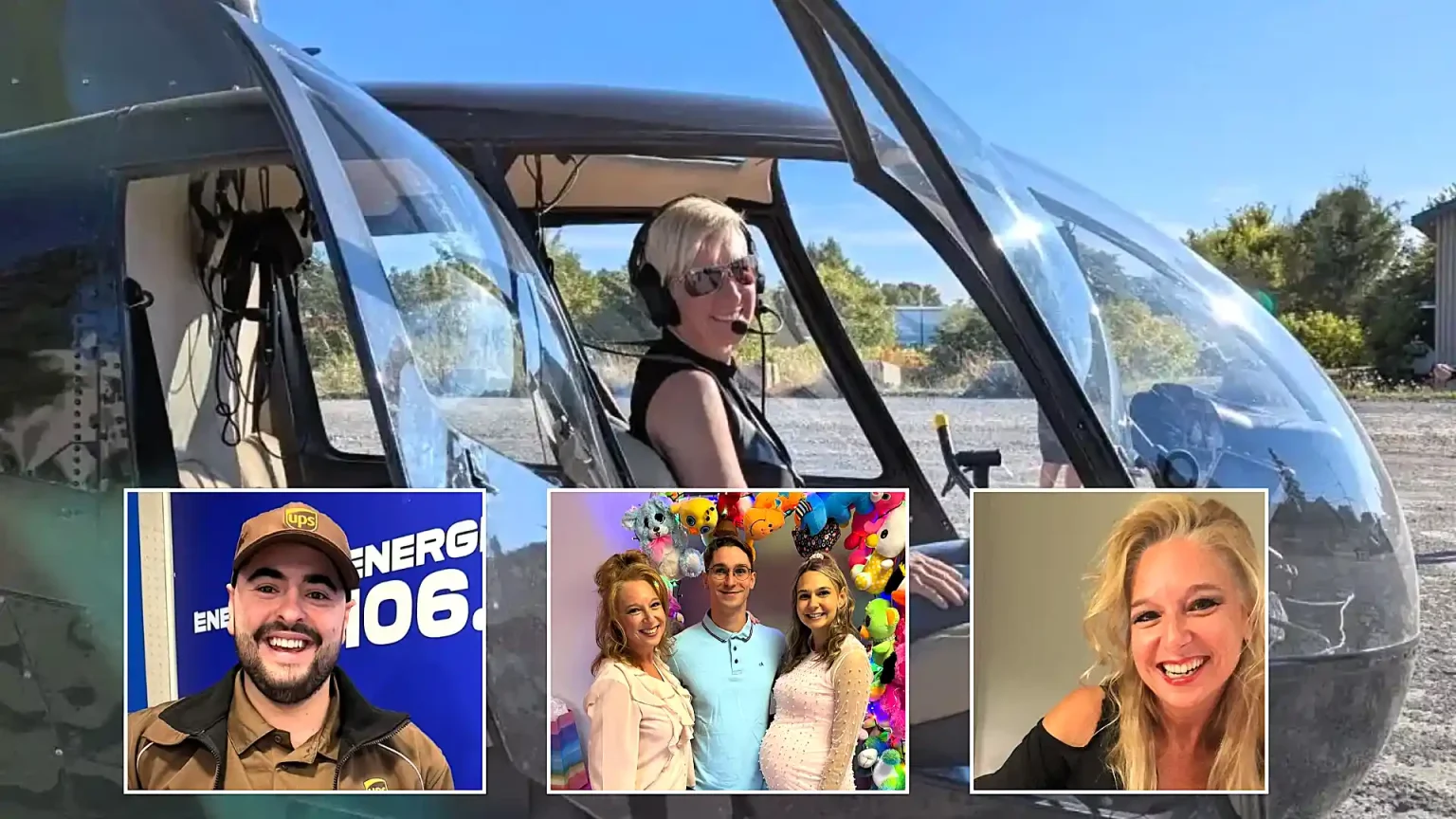 A woman lost her boyfriend, mum and brother when a helicopter ride to celebrate her mum's birthday crashed and burst into flames in Quebec, killing all four on board.